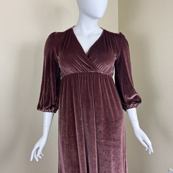 Baltic Born Women's Size XXL Dusty Plum Sadie Velvet Maxi Dress Pullover Party - Picture 7 of 14